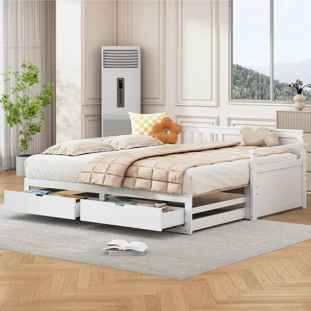 Letto giorno con funzione letto aggiuntivo in legno massello di pino 90x190 cm