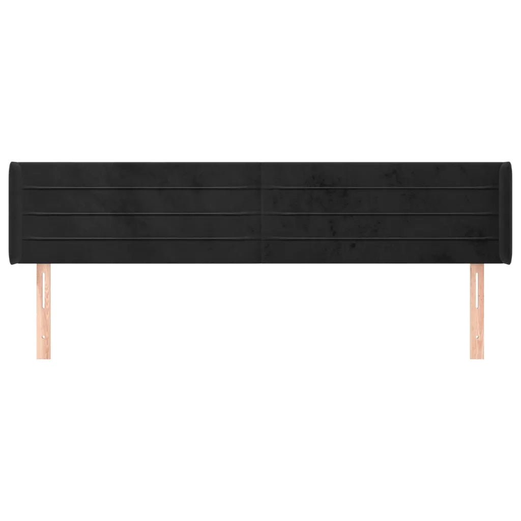 Testiera ad Orecchio-Testata con Orecchie Nera 183x16x78/88 cm in Velluto 837084