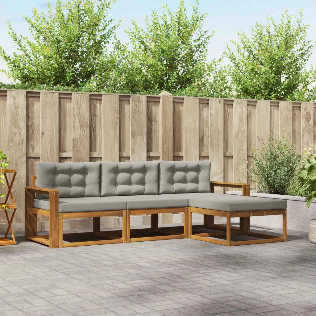 Set di divani da esterno 4 pcs Grigio Naturale e Chiaro 3367409