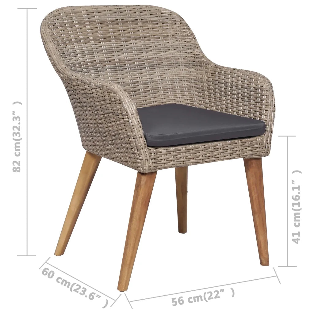 Set da Pranzo da Giardino 9 pz con Cuscini in Polyrattan 3057815