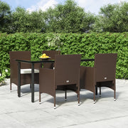 Set da Pranzo da Giardino 5 pz con Cuscini Marrone e Nero 3156612