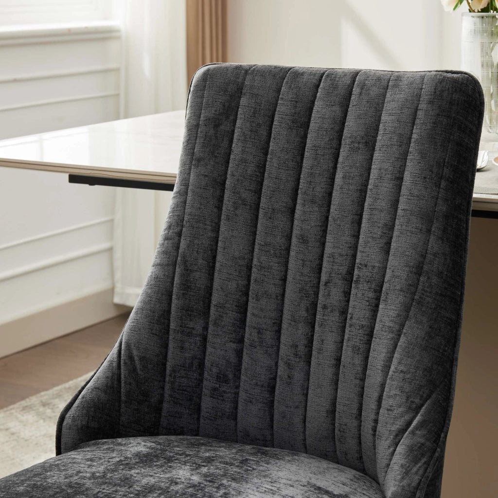 Sedie da Pranzo Imbottite in Velluto con Gambe Dorate ¨C MINIMAL ¨C Set 2, Nero