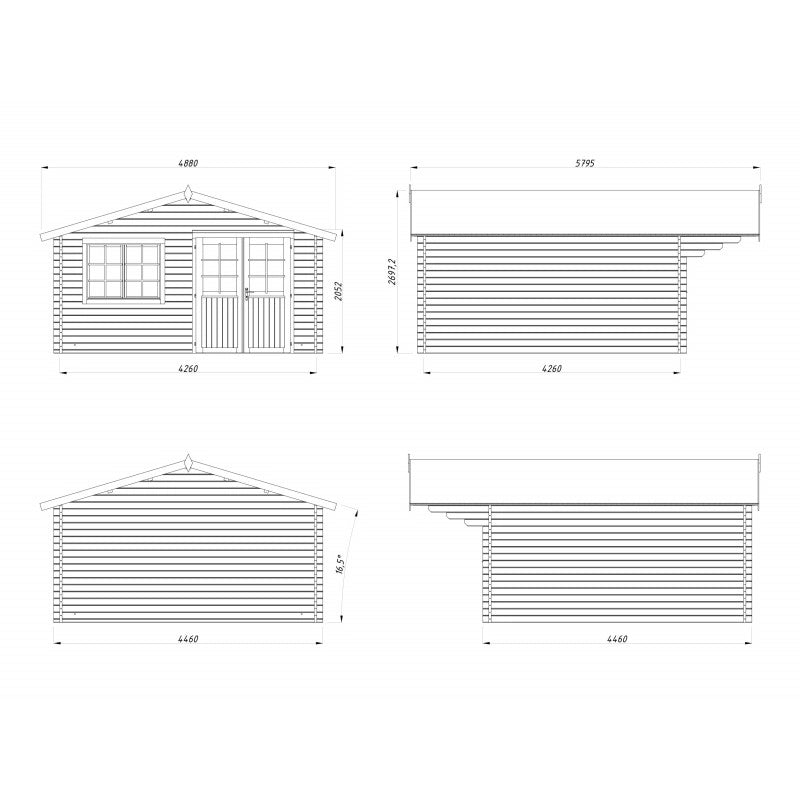 Casetta da giardino in legno 446x446 cm spessore 40 mm con porta doppia e finestra 17,5 m² - Esterni da Vivere