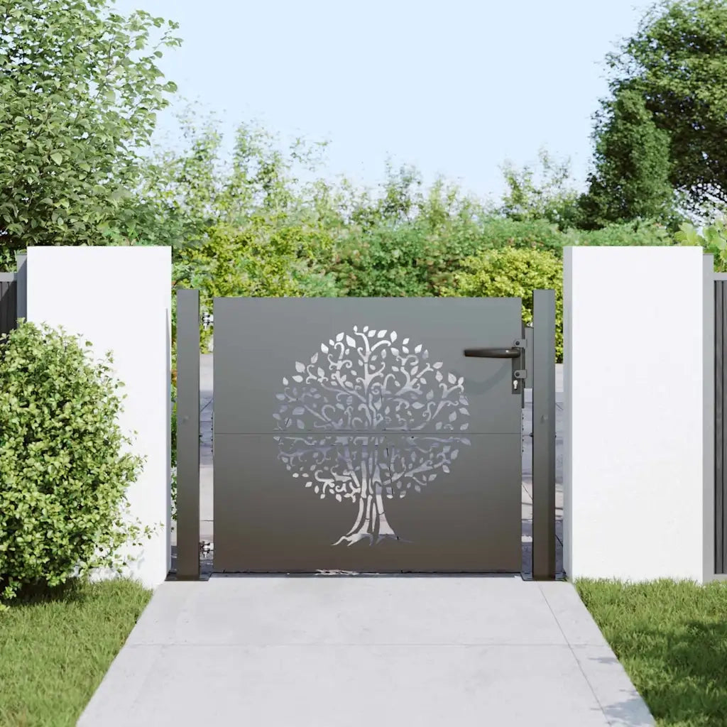 Cancello da giardino con blocco Nero 110 x 105 cm 42015884
