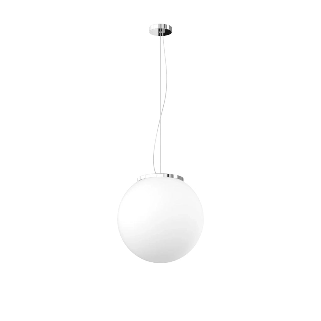Lampadario Contemporaneo Mars Metallo Cromo Vetro Bianco 1 Luce E27 D30Cm