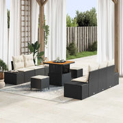 Set Divano da Giardino con cuscino 8 pcs Nero polyrattan