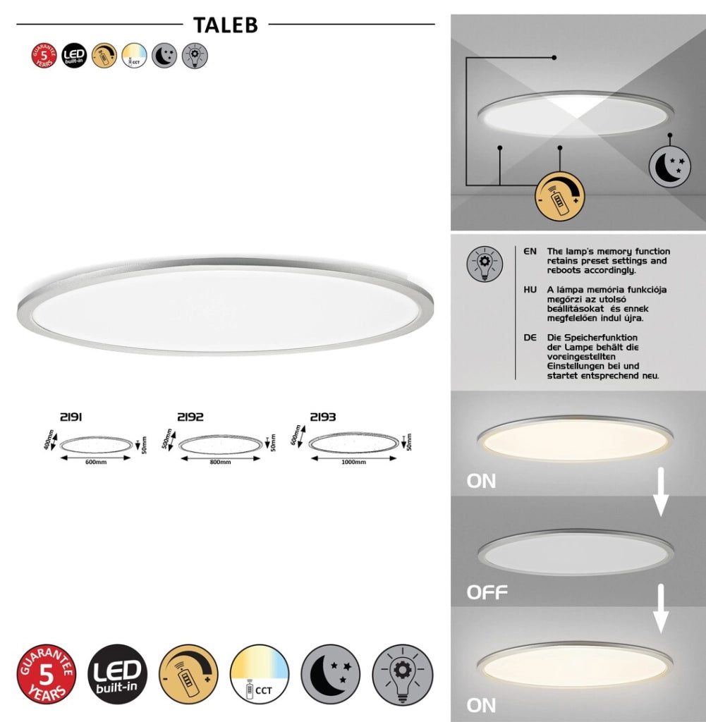 Plafoniera LED Taleb Rabalux ovale 60cm 40W telecomando