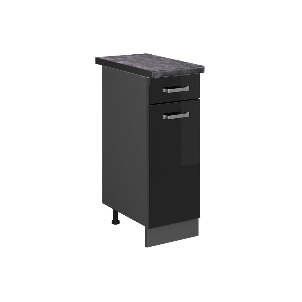 Mobiletto base per cucina R-Line Nero lucido/Antracite 30 cm, PL Antracite Vicco