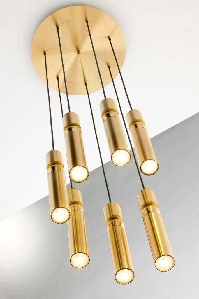 Lampada sospesa moderna tonda Ø37 oro 7xGU10 ALAS Jupiter