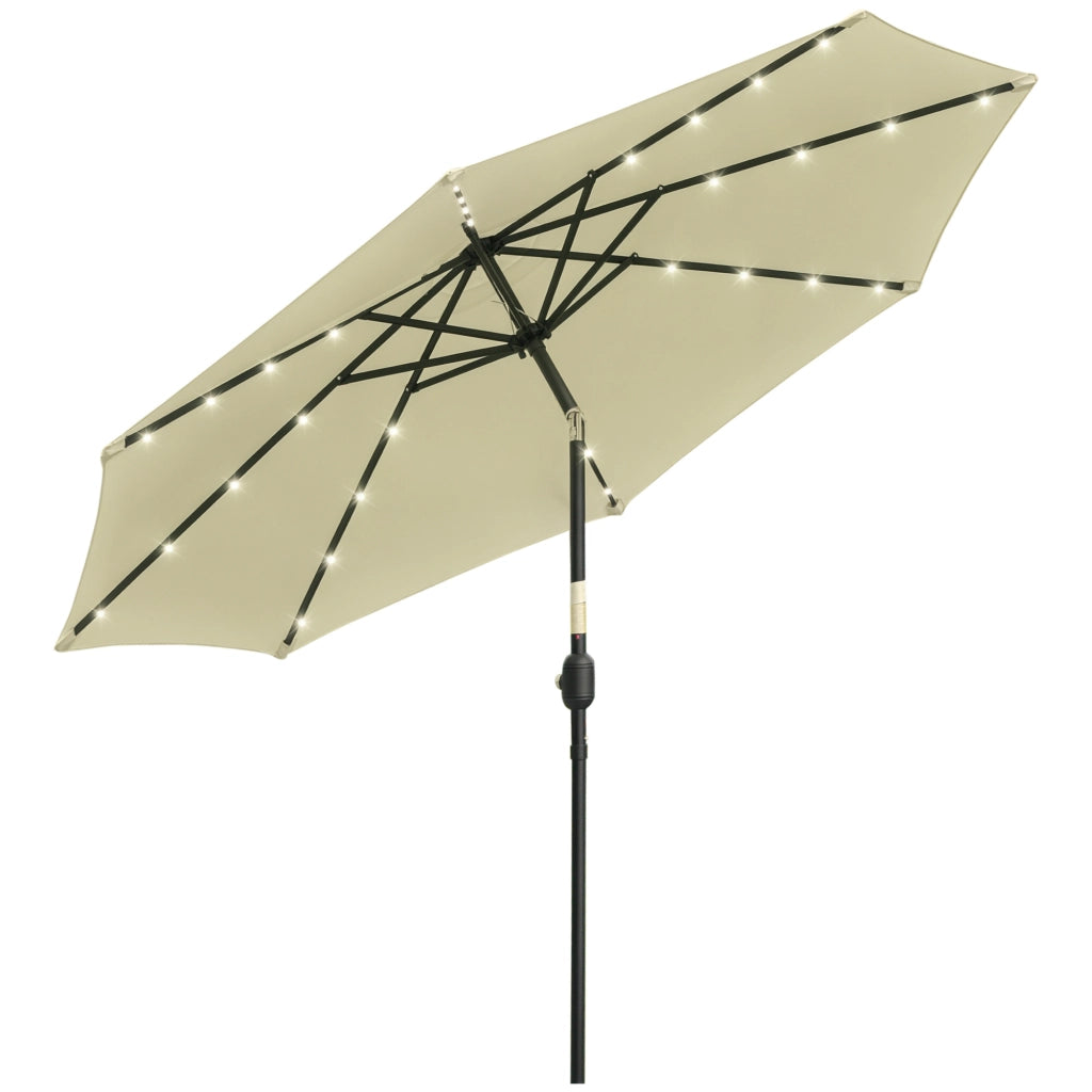 Ombrellone da Giardino con Luci LED Solari ¨C zephmum ¨C Beige ?265 cm