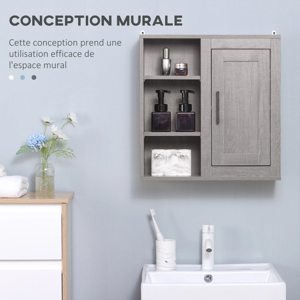 Mobile da bagno sospeso a parete ¨C Xylo ¨C Grigio con anta e ripiani 48x20x50 cm