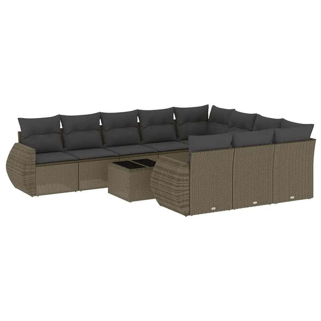 Set Divani da Giardino 11 pz con Cuscini in Polyrattan Grigio 3221901