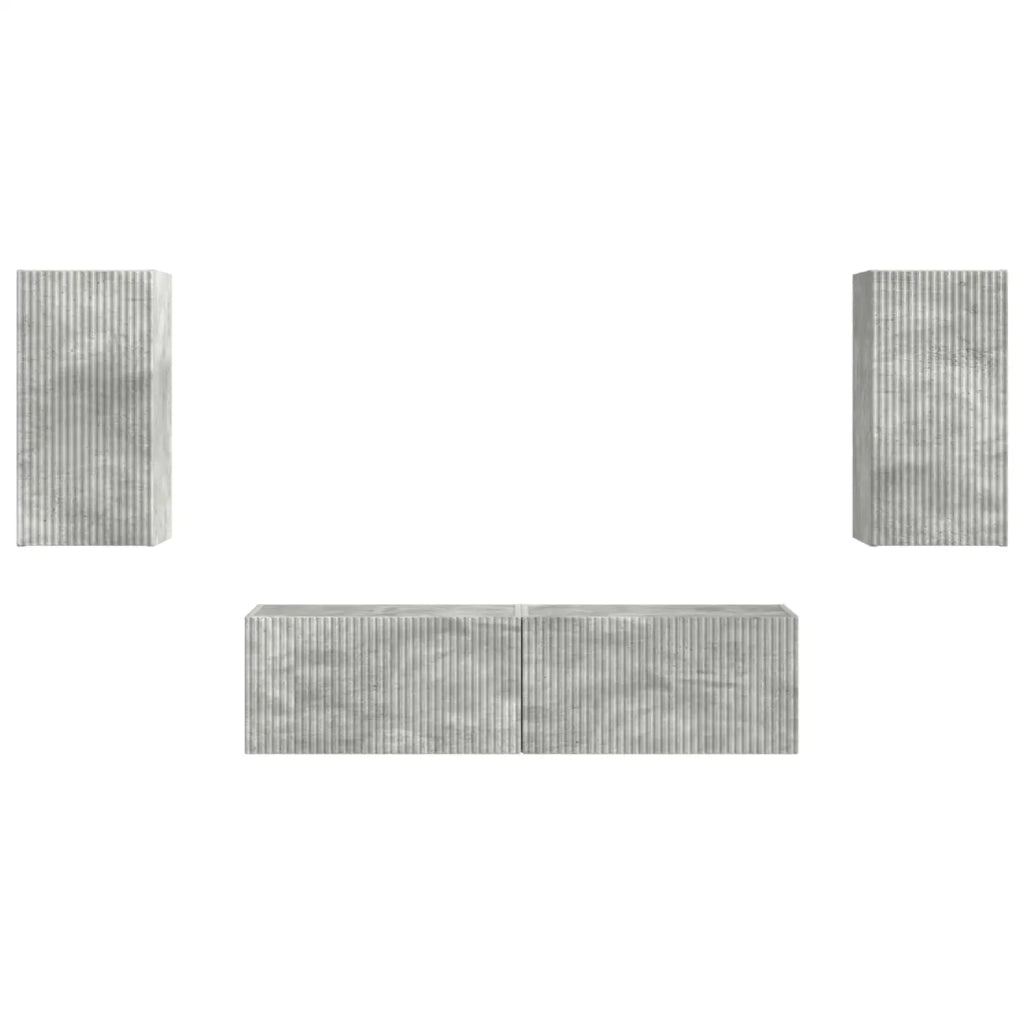 Set mobile TV 4 pcs Grigio cemento Legno multistrato