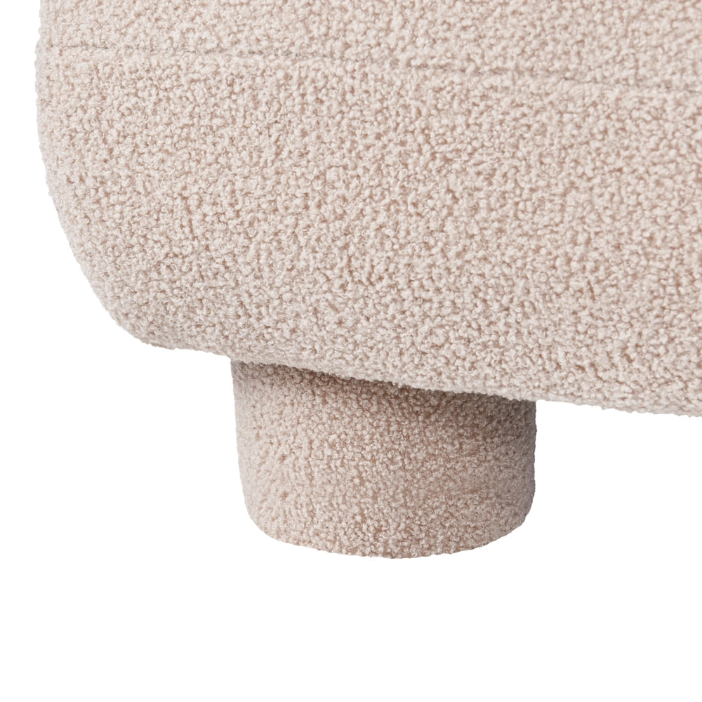 Pouf modulare singolo a profilo ribassato in tessuto bouclé beige