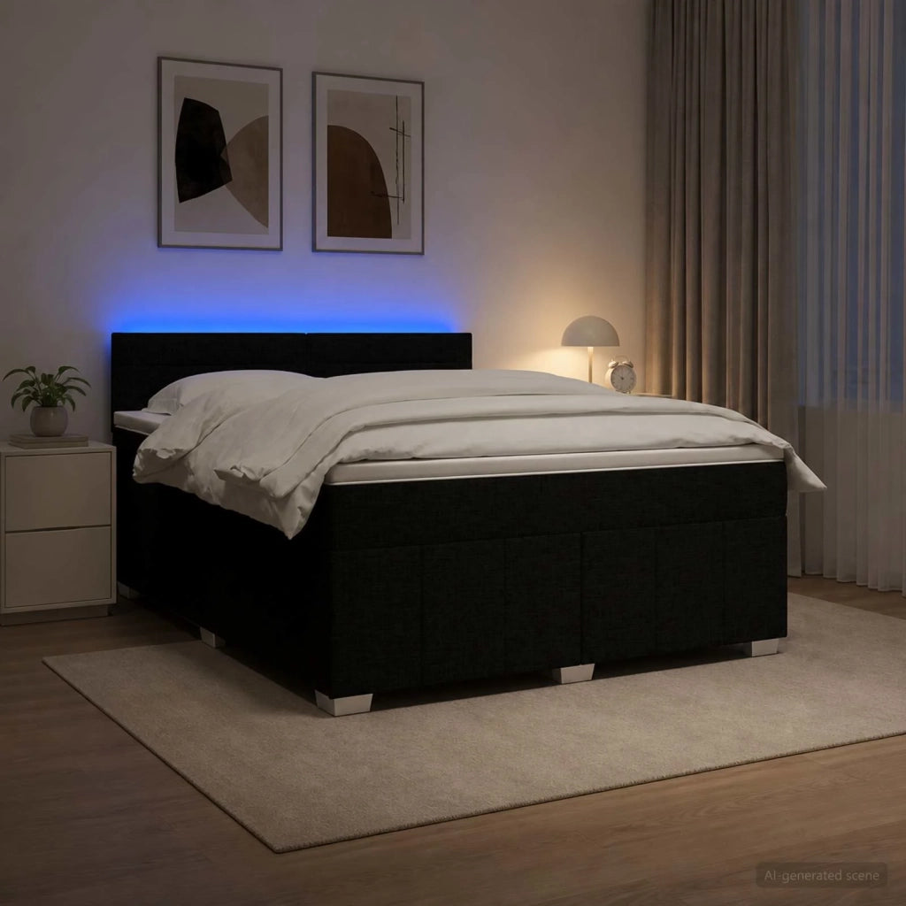 Letto box spring con materasso Nero 180 x 200 cm Tessuto 3452728