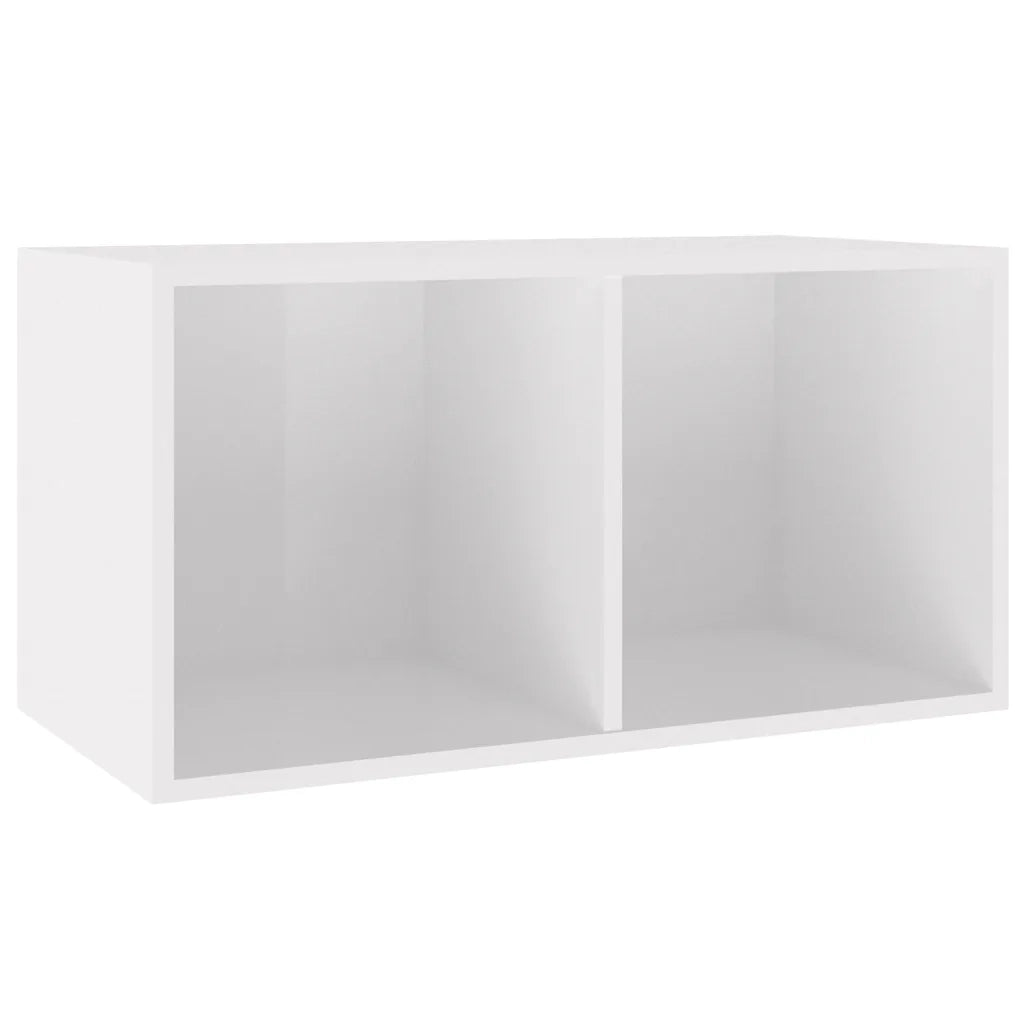 Contenitore per Vinili Bianco Lucido 71x34x36 cm in Multistrato 800123