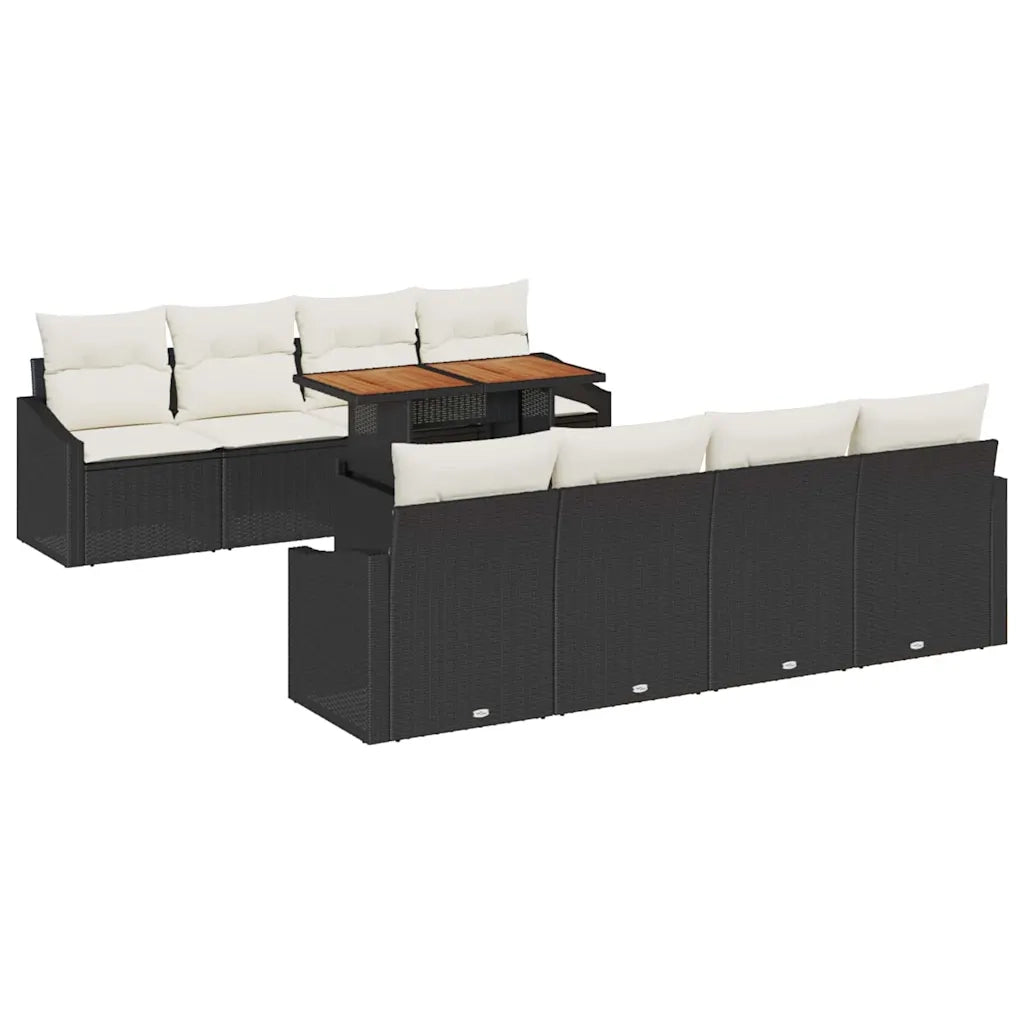Set da Pranzo per Giardino con cuscino 9 pcs Nero e Crema 3349809