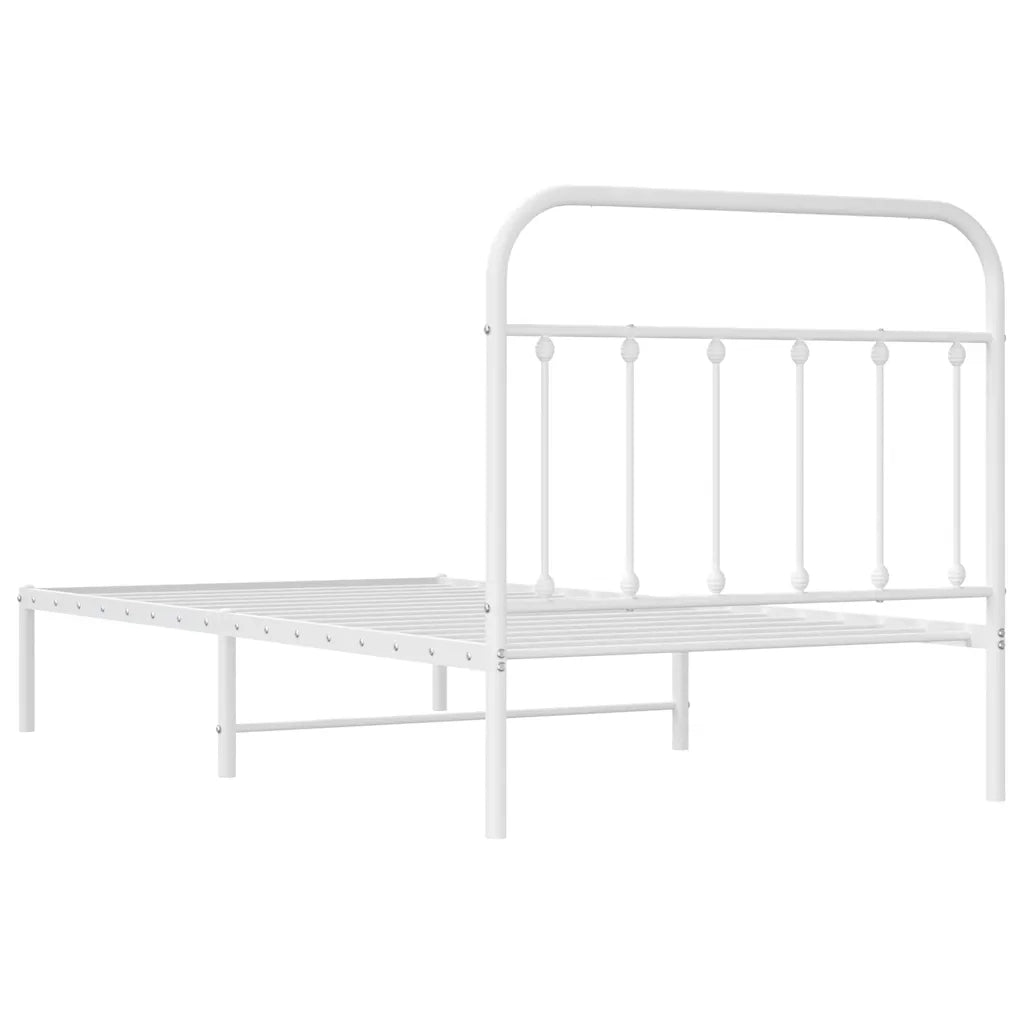 Giroletto con Testiera Metallo Bianco 100x190 cm 352621