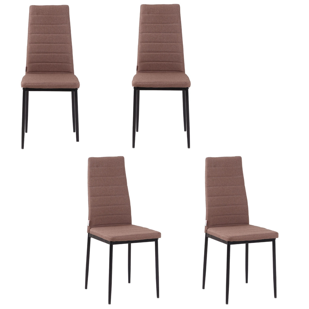 Set 4 Sedie Imbottite per Soggiorno o Sala da Pranzo, Sedie da Cucina Moderne, in Metallo e Tessuto Cachi