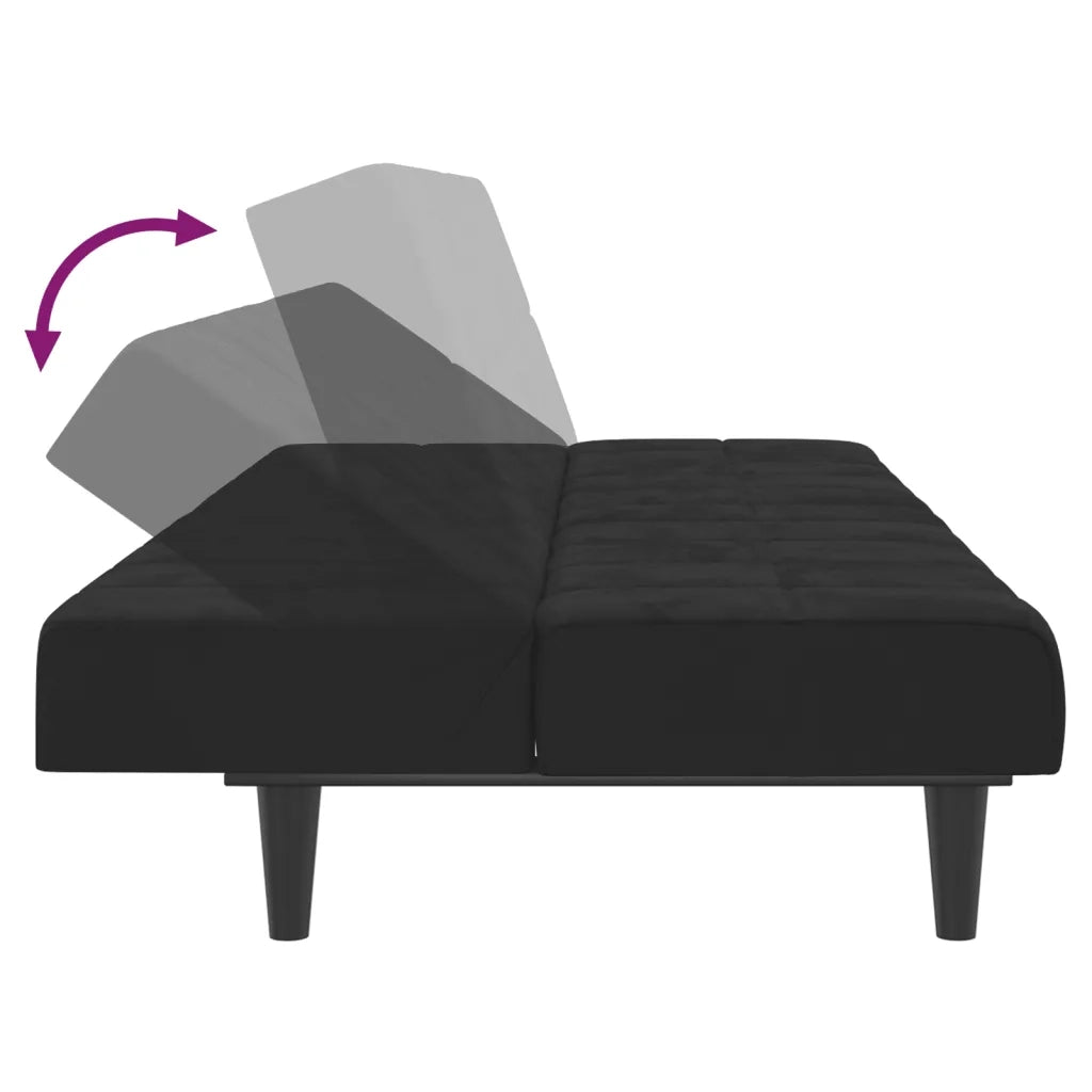 Divano Letto a 2 Posti-Sofa Letto 2 Posti-Daybed Nero in Velluto 647908