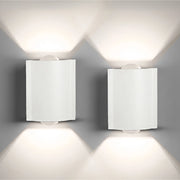 Set 2 Applique LED da Parete 2 LED Design Curvo Compatto IP65 Interno/Esterno Luce Naturale o Fredda Nero o Bianco Luce naturale - Bianco