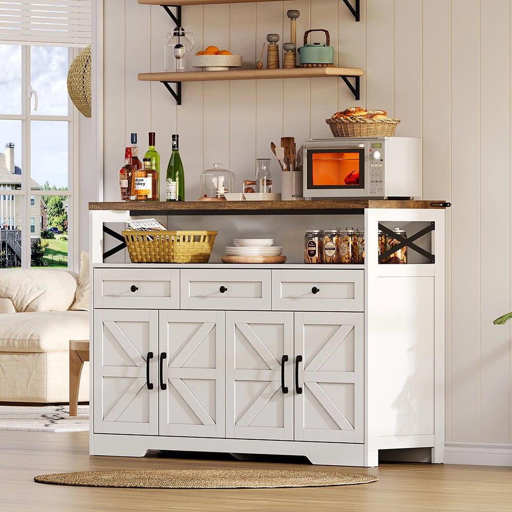 Buffet rustico - Xylo - 140cm 3cass porte bianco/marrone