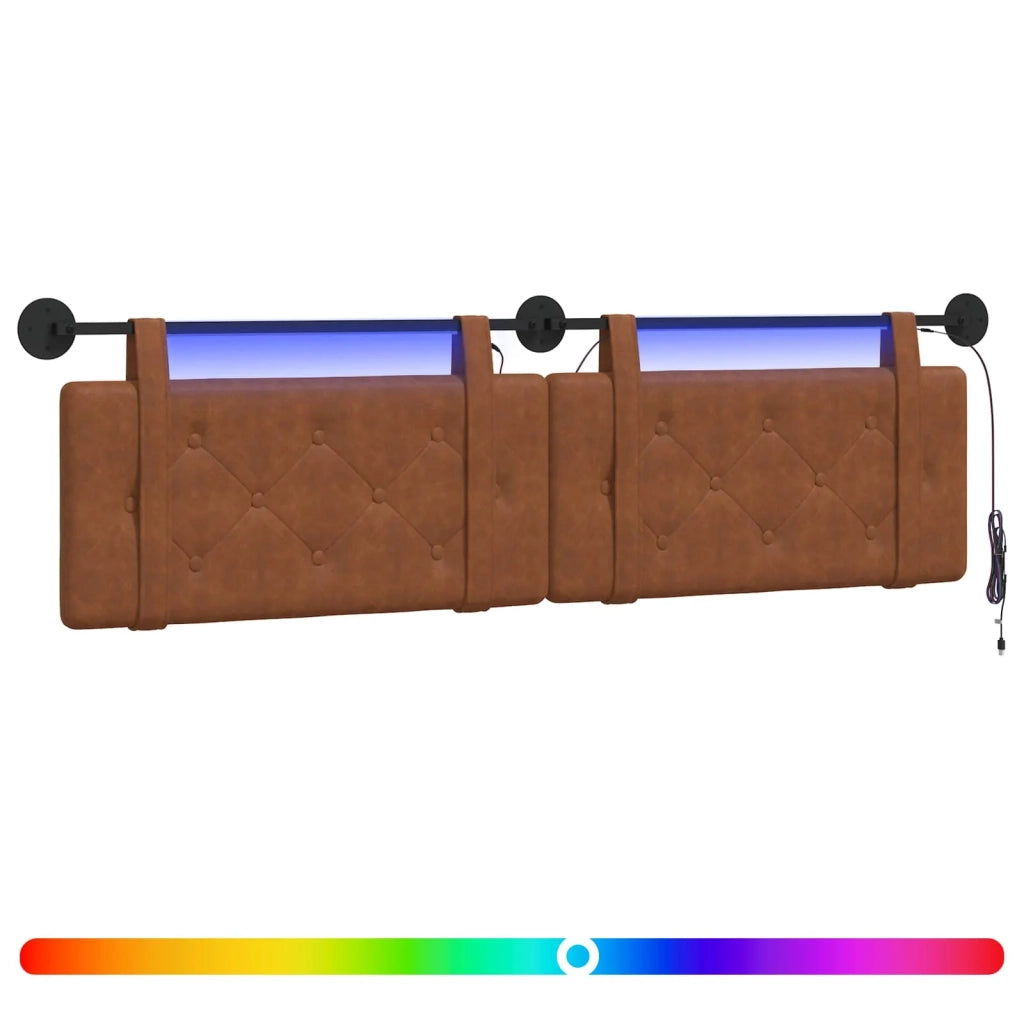 Testiera sospesa Con luce LED Marrone PU Antico 3424242