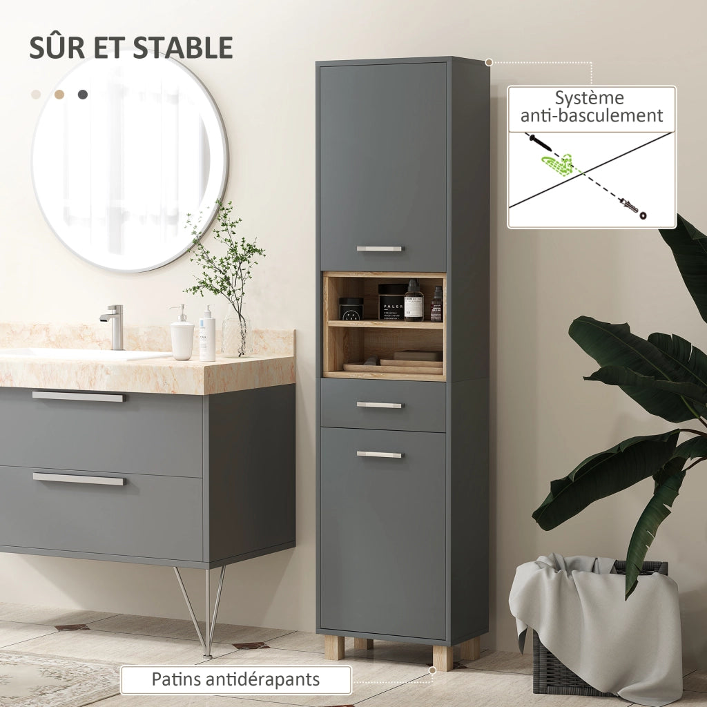 Colonna Bagno con Ante e Cassetto ¨C Minimal ¨C Grigio 60x30x