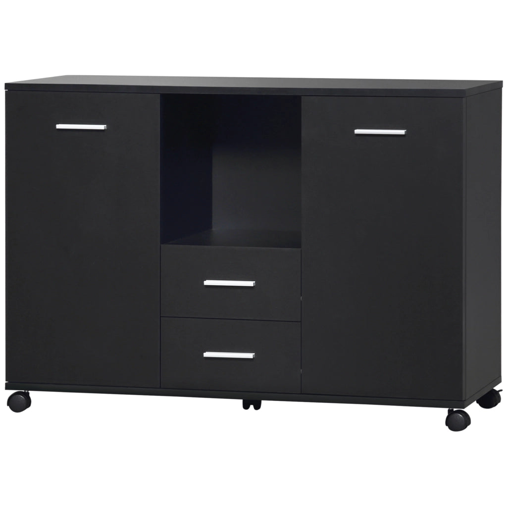 Armadio per Ufficio con Ruote ¨C Minimal ¨C Legno Nero 100x40x71