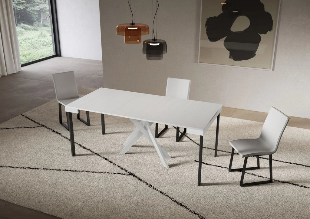 Consolle allungabile 90x40/300 cm Sakuro Evolution Bianco Frassino gambe bianche