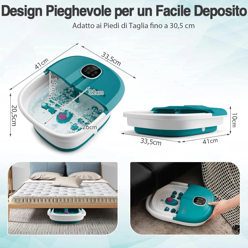 Pediluvio Massaggiatore Piedi Elettrico, Idromassaggiatore Plantare Pieghevole con Riscaldamento e Telecomando, 3 Temperature Regolabili (Anatra blu)