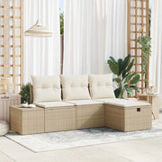 Set Divano da Giardino con cuscino 4 pcs Beige Poly Rattan 3359350