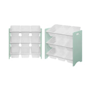 Set di 2 armadi per bambini per giocattoli, verde celadon