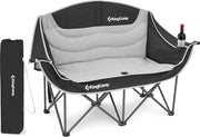 Campingstoel Opvougbare con Bicchiere, 2 posti, Inclinabile per Campeggio, Picnic e Pesca