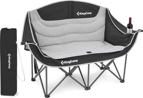 Campingstoel Opvougbare con Bicchiere, 2 posti, Inclinabile per Campeggio, Picnic e Pesca