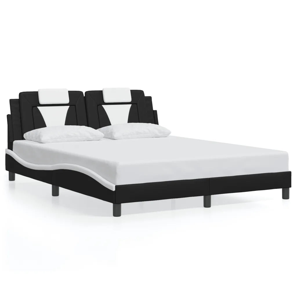 Giroletto Viana con LED senza Materasso Nero e Bianco 160x200 cm