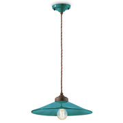 Lampadario Vintage Colors Ferro E Ceramica Verde Petrolio 1 Luce E27 35Cm