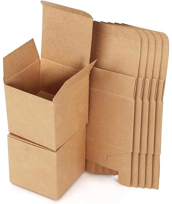 Scatole di regalo in cartone - 15 pezzi - 10 x 10 x 10 cm - progettate per essere ripiegate - con carta kraft - marrone - imballaggio da regalo