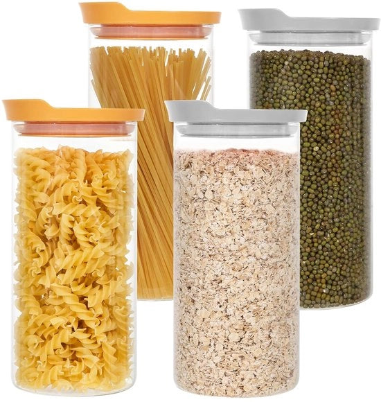 Set di contenitori con copertura in bambù - vetro arioso - set da 4 pezzi