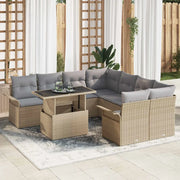 Set Divano da Giardino 9 pcs Beige Rattan in Polipropilene