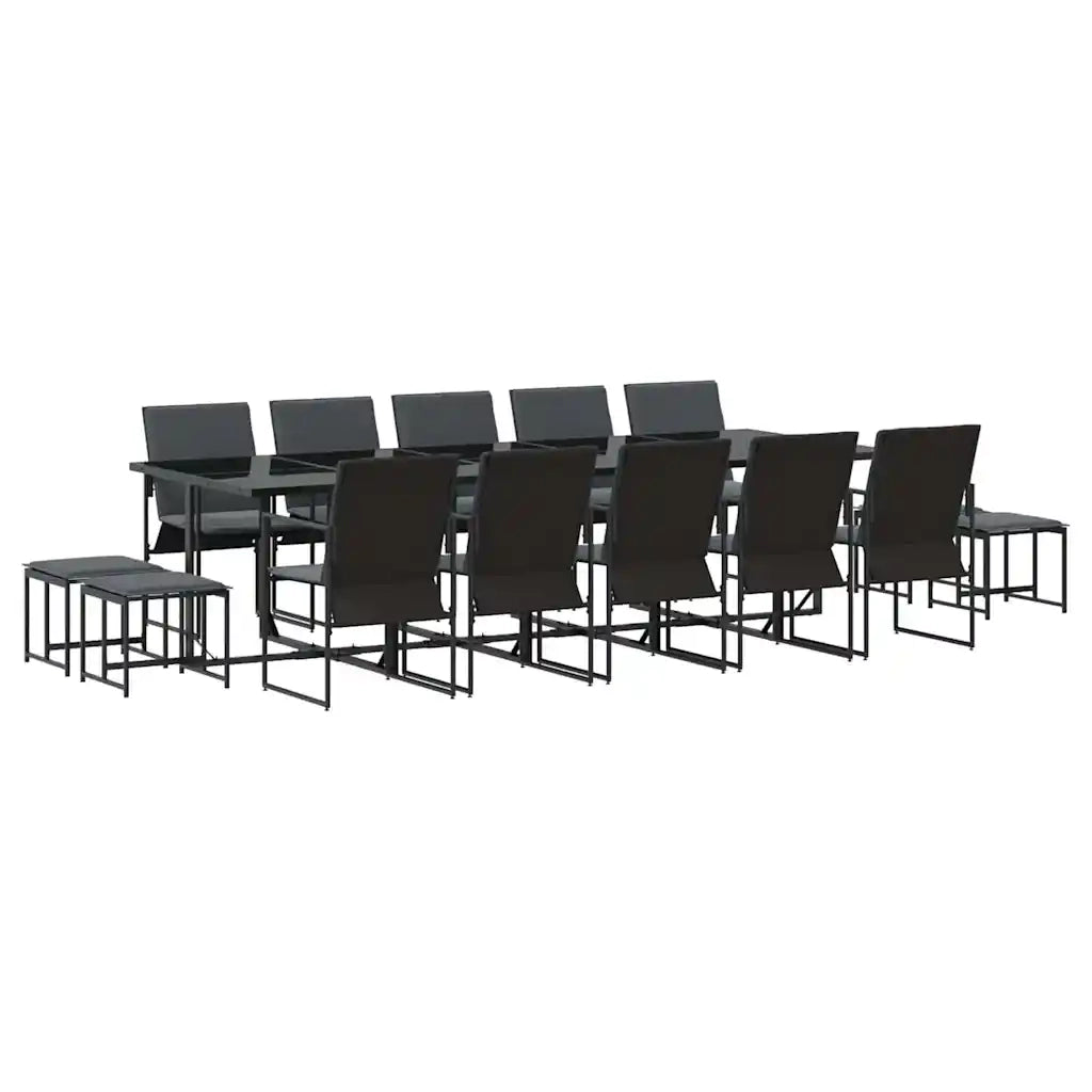 Set da Pranzo per Giardino 15 pcs Nero Acciaio 3335866