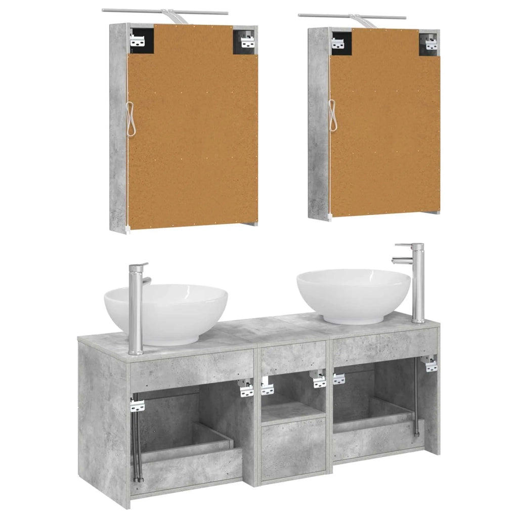Set di mobili per il bagno 5 pz Grigio Cemento 3406954