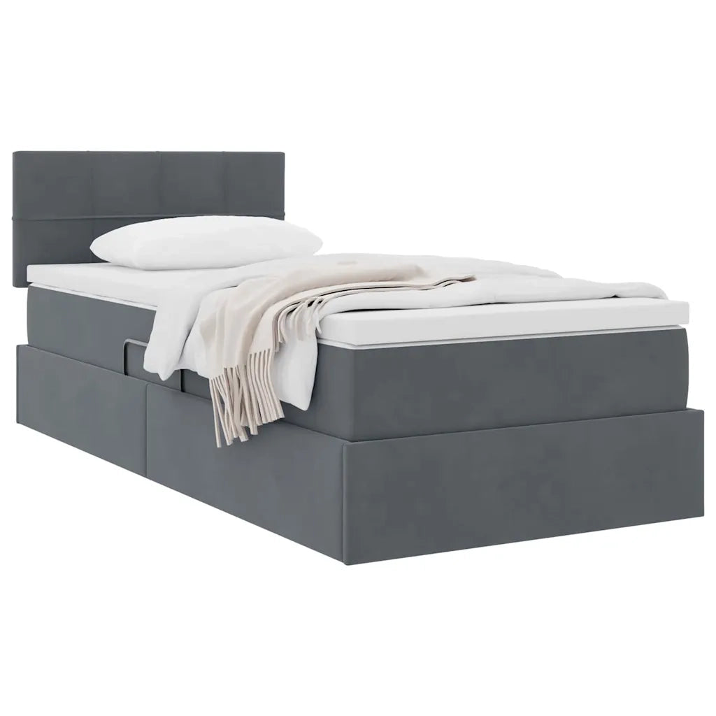 Letto con Contenitore Grigio scuro 100 x 200 cm Velluto