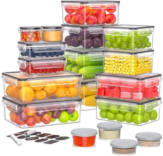 Set di 36 contenitori per conservazione degli alimenti - versatile e pratico - sicuri per i cibi