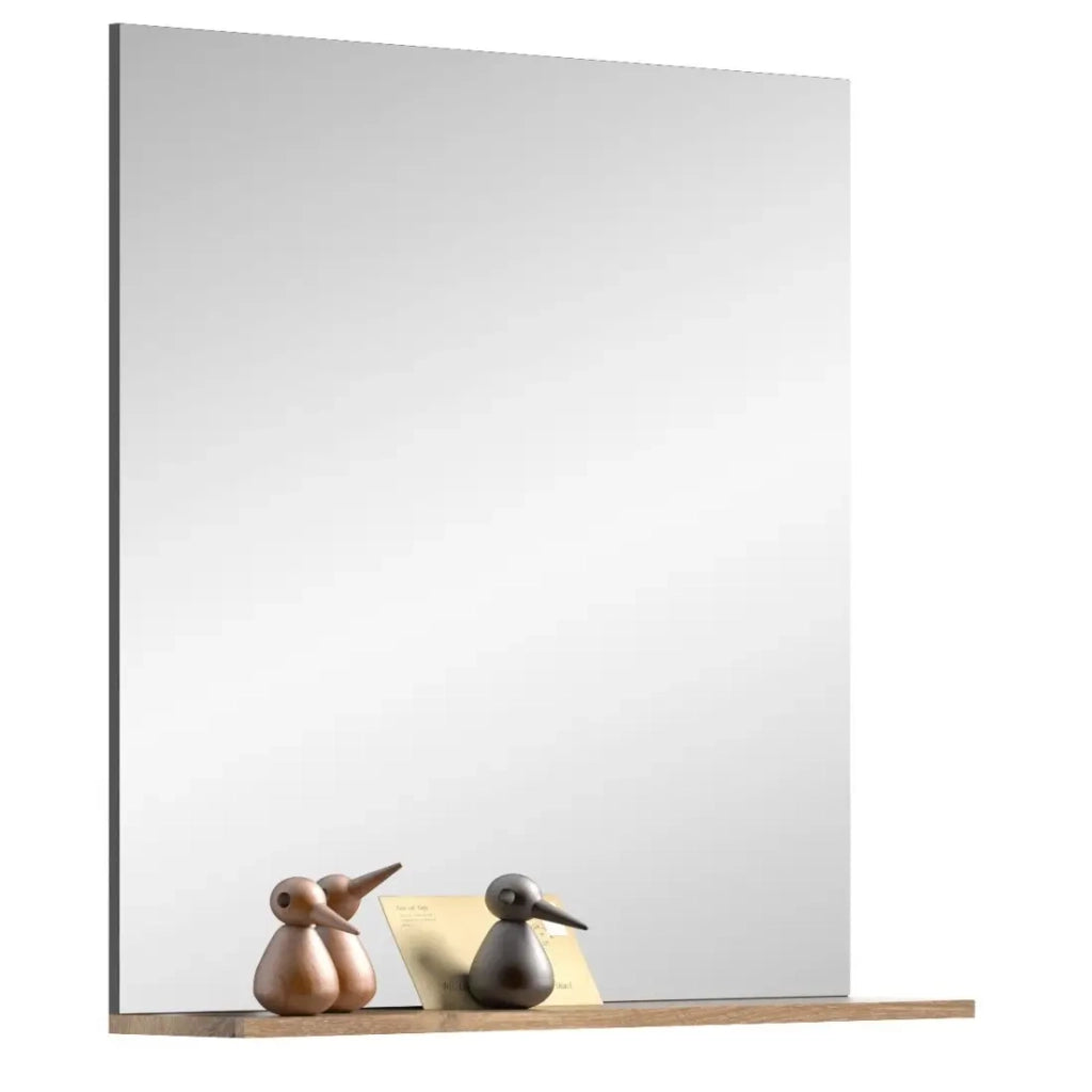 Specchio con mensola – Grigio antracite e rovere chiaro – SELMA