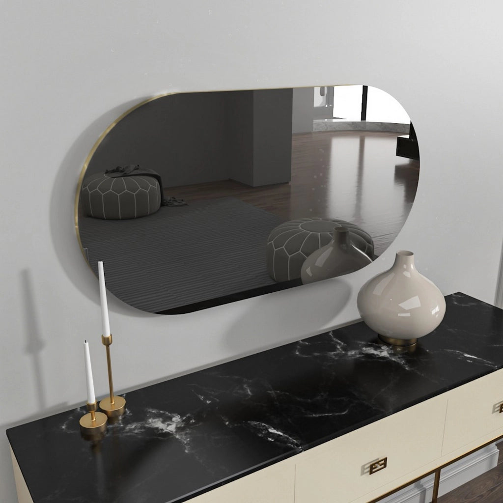 Teco, Specchio Forma Ovale, 45x85h cm Grigio Scuro