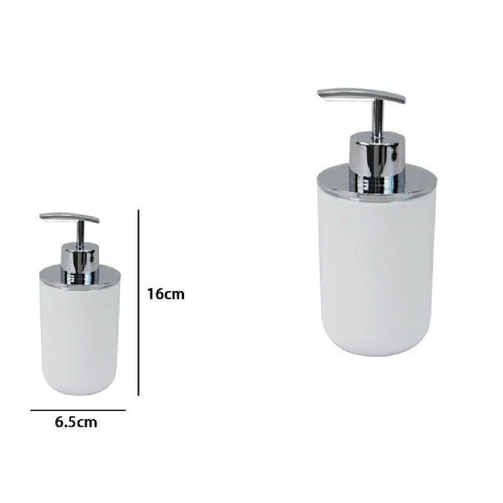 Trade Shop - Dispenser Porta Sapone Liquido Bianco Silver Per Ricambio Accessori Bagno 79862 -
