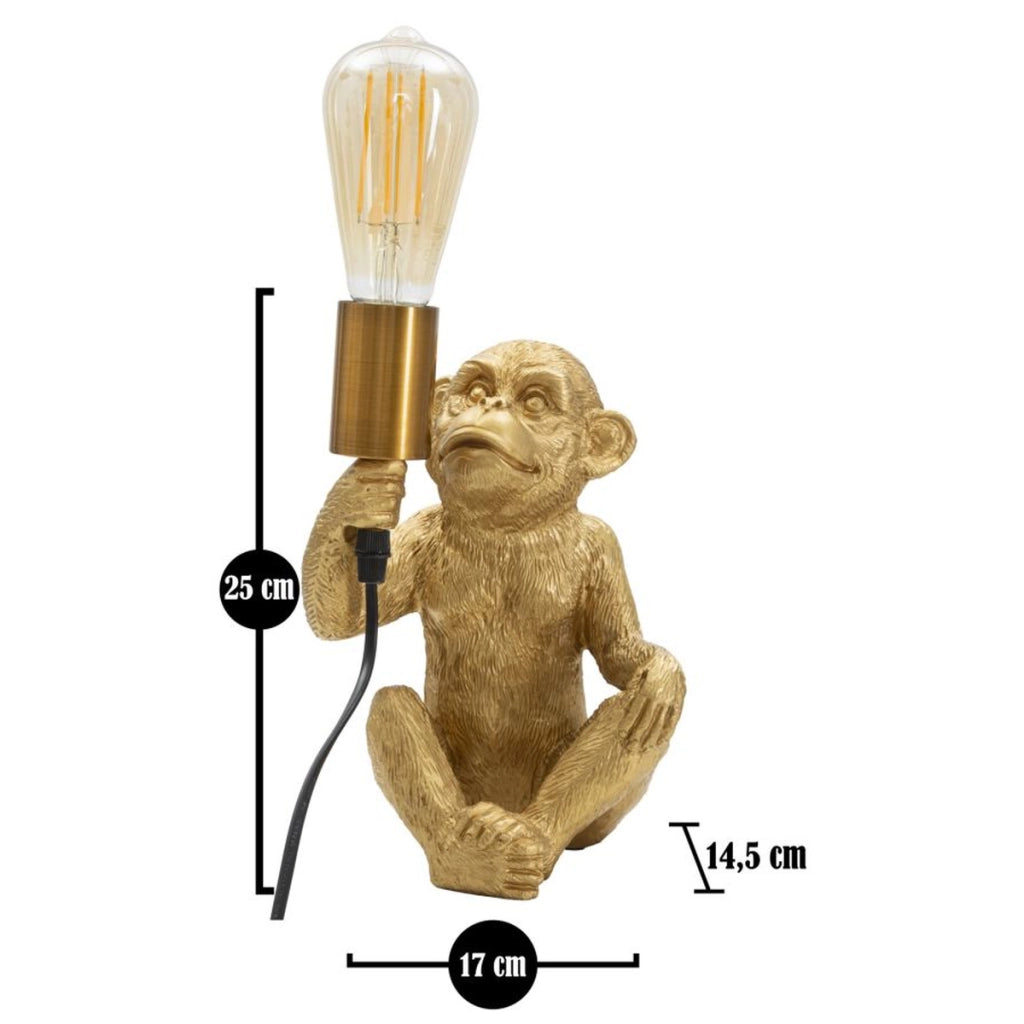 Lampada da tavolo Monkey in resina dorata