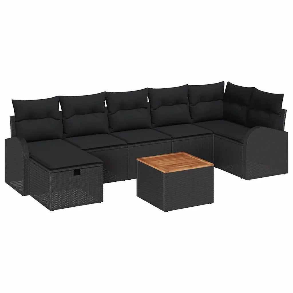 Set Divano da Giardino con cuscino 8 pcs Nero Poly Rattan 3360852