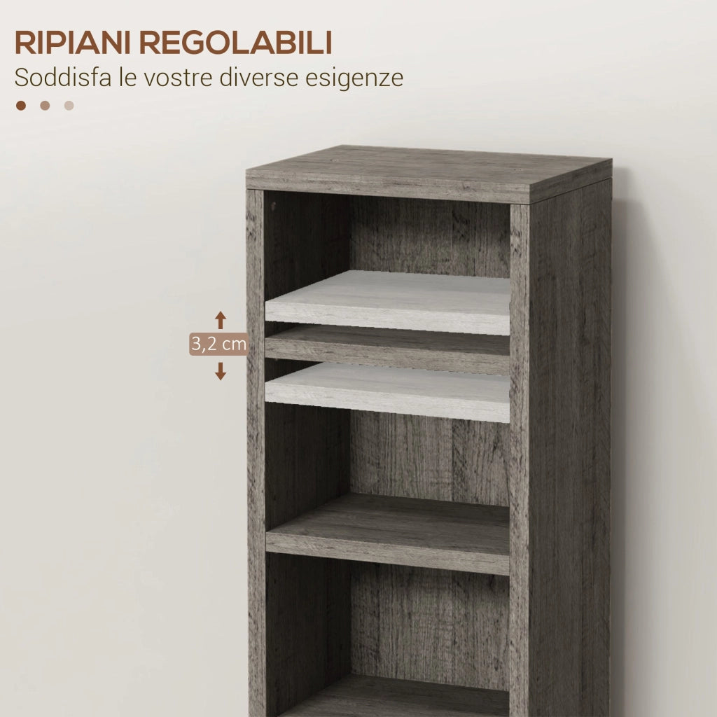 Set 2 Pezzi Mobile Libreria Porta CD 21x22,5x88,5 cm Grigio